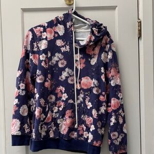 Bearsland Floral Print Nursing Hoodie - Navy and Pink